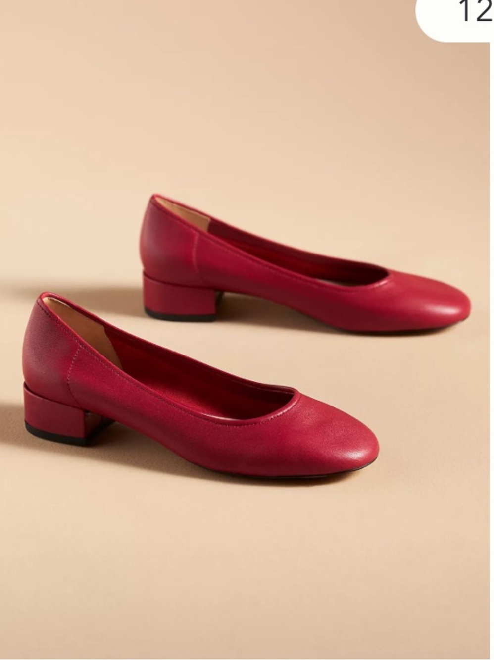 New silent d ANNABELLE Pump
Red leather block heel summer  casual $200 ballet